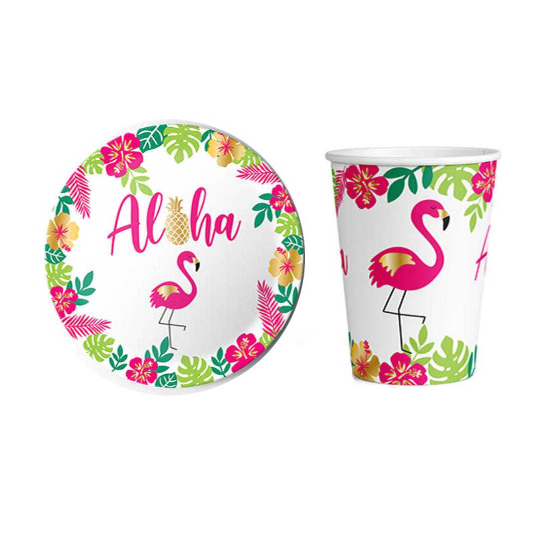 flamingo-aloha-karton-tabak-bardak-set