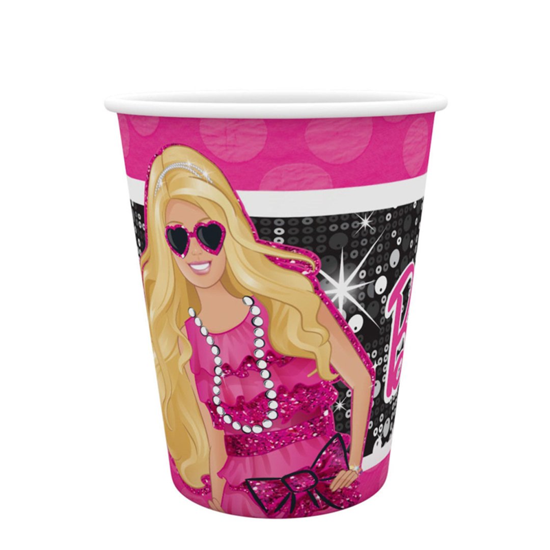 barbie-lisansli-plastik-karton-bardak-8li