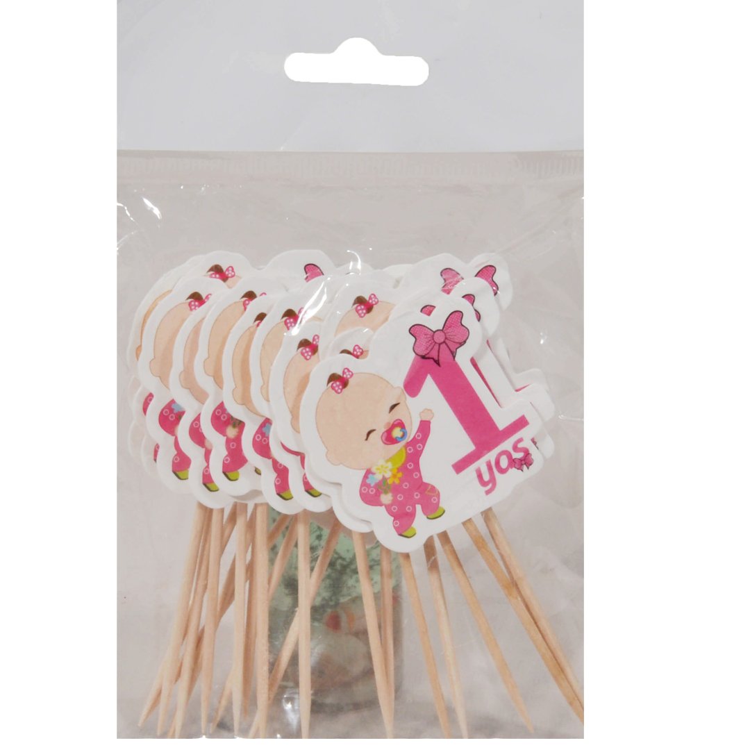 Bebek Figürlü 1 Yaş Temalı Pembe Kürdan Doğum Günü Parti Bebek Figürlü 1 Yaş Temalı Pembe Kürdan Doğum Günü Parti