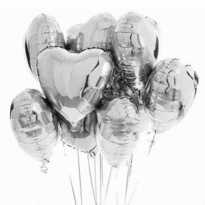 Gümüş Kalp Folyo Balon 45 cm