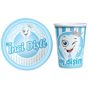 Diş Buğdayı Tabak Bardak Set Mavi 8 Adet