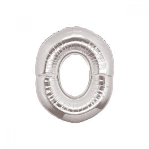 0 Rakam Folyo Balon Gümüş 100 cm