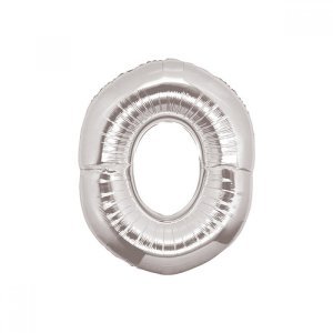 0 Rakam Folyo Balon Gümüş 100 cm