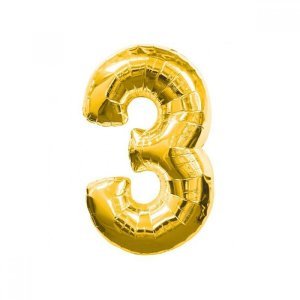 3 Rakam Folyo Balon Altın 100 cm