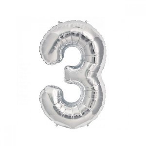 3 Rakam Folyo Balon Gümüş 100 cm