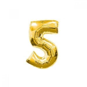 5 Rakam Folyo Balon Altın 40 cm