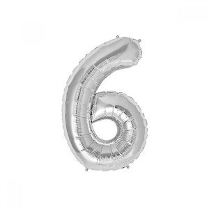 6 Rakam Folyo Balon Gümüş 40 cm