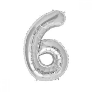 6 Rakam Folyo Balon Gümüş 100 cm