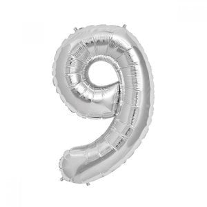 9 Rakam Folyo Balon Gümüş 100 cm