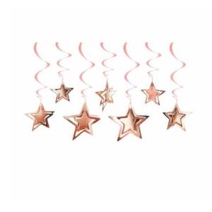 3D Yıldız Asmalı Tavan Süsü Rose Gold