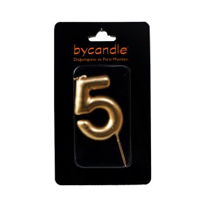 Rakam Mum 5 Yaş Işıltılı Altın Renk