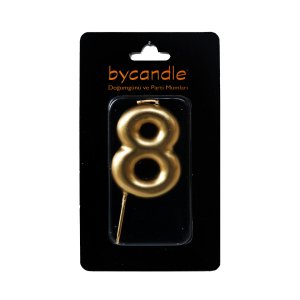 Rakam Mum 8 Yaş Işıltılı Altın