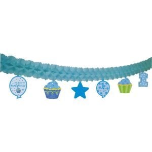 1 Yaş Temalı Kağıt Zincir Süs Mavi