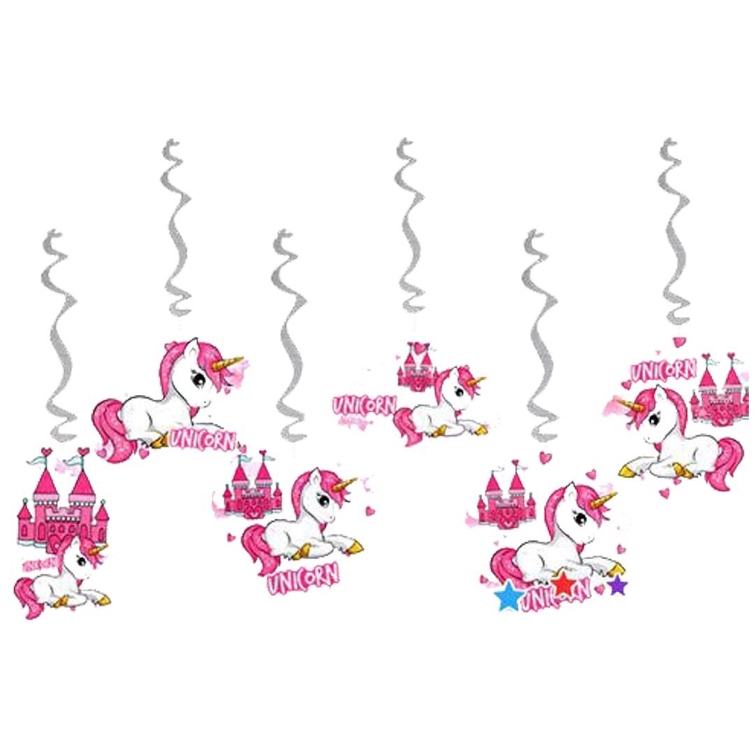Pembe Unicorn Asmalı Tavan Süsü 6 Adet