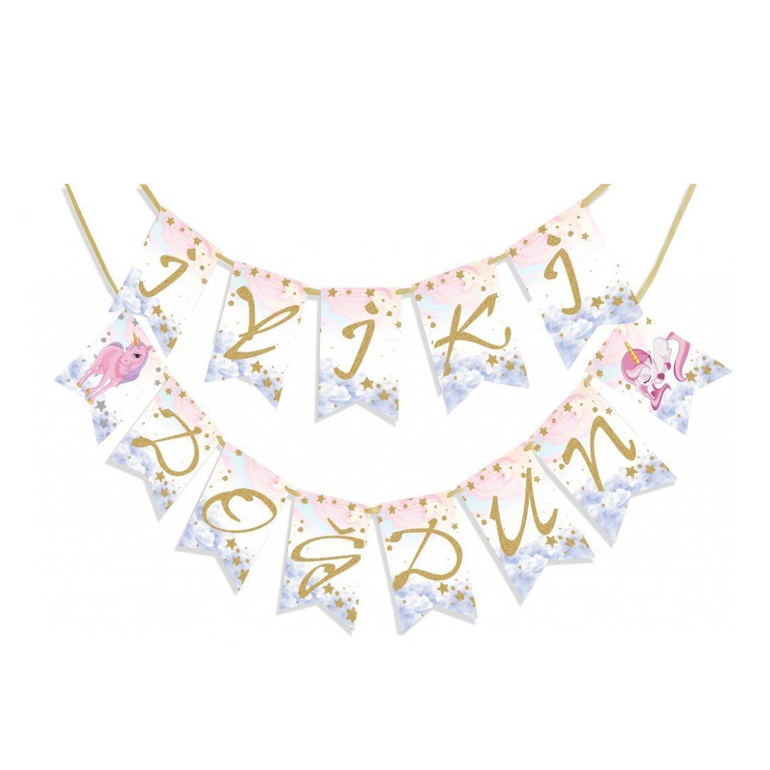 İyi ki Doğdun Unicorn Banner Altın