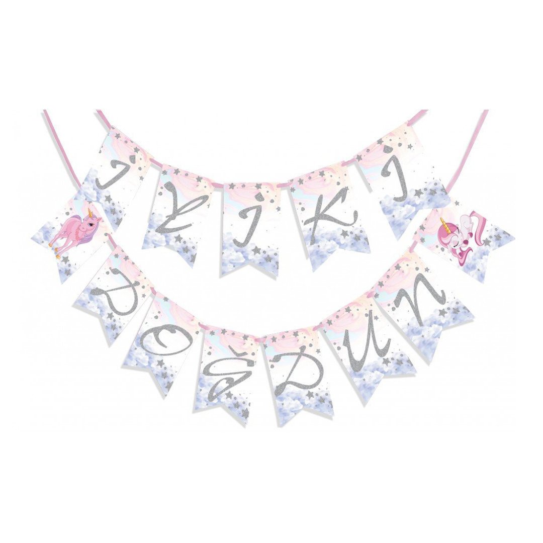 İyi ki Doğdun Unicorn Banner Gümüş