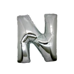 N Harf Gümüş Folyo Balon 40 cm