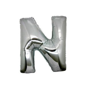 N Harf Gümüş Folyo Balon 40 cm