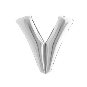 V Harf Gümüş Folyo Balon 40 cm