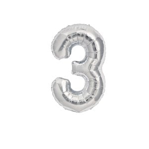 3 Rakam Folyo Balon Gümüş 40 cm