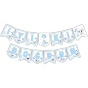 Fil Temalı İyi ki Doğdun Banner Mavi