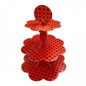 Siyah Puantiyeli Kırmızı Kek Standı