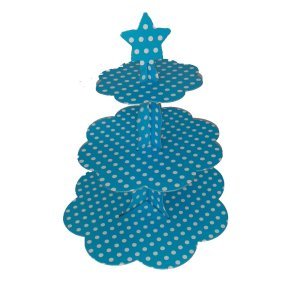 Beyaz Puantiyeli Mavi Kek Standı