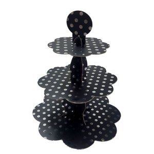 Beyaz Puantiyeli Siyah Kek Standı