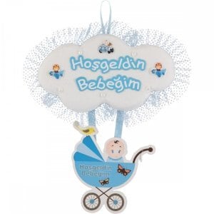 Bebek Arabası Kapı Süsü Mavi