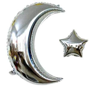 Ay Yıldız Folyo Balon Gümüş