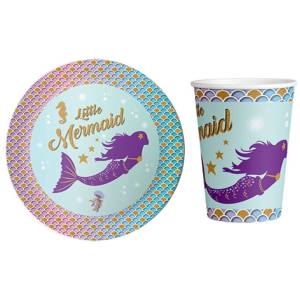 Deniz Kızı Karton Tabak Bardak Set 8 Adet
