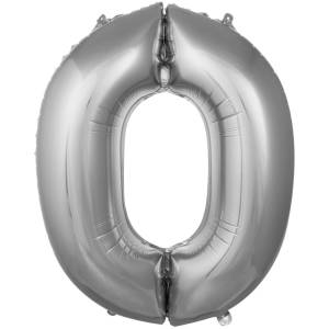 0 Rakam Folyo Balon Gümüş 76 cm