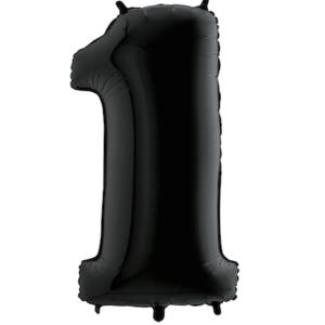 1 Rakam Folyo Balon Siyah 76 cm