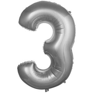 3 Rakam Folyo Balon Gümüş 76 cm