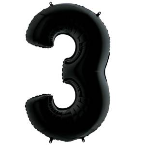 3 Rakam Folyo Balon Siyah 76 cm