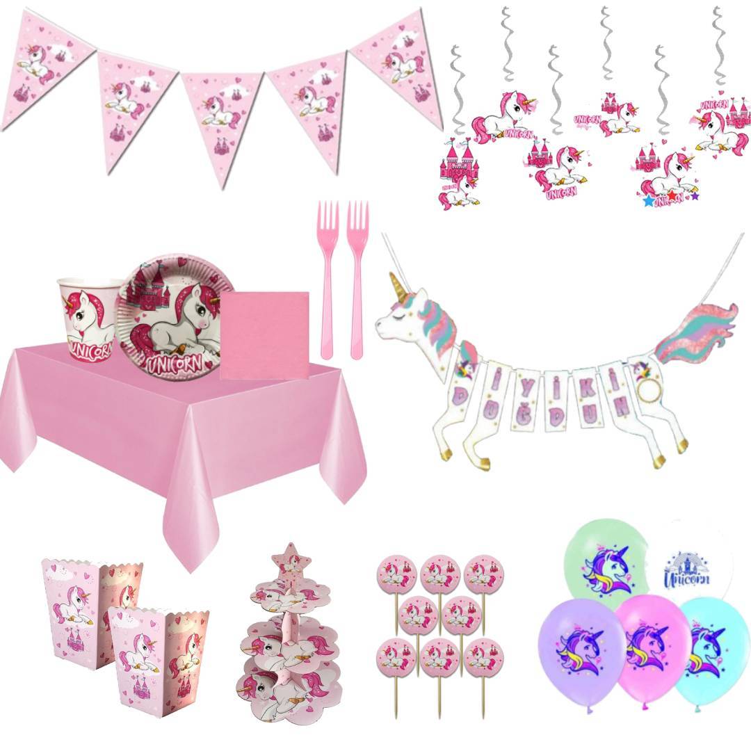 Unicorn Pembe Parti Konsepti 8 Kişilik
