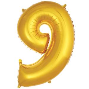9 Rakam Folyo Balon Altın 76 cm