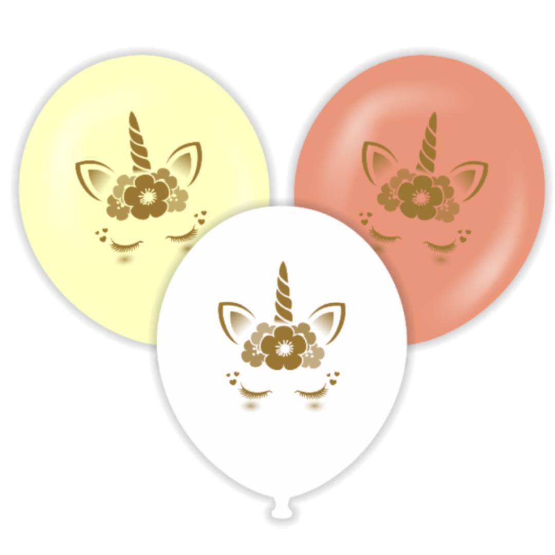 Unicorn Gold Baskılı Balon 10 Adet