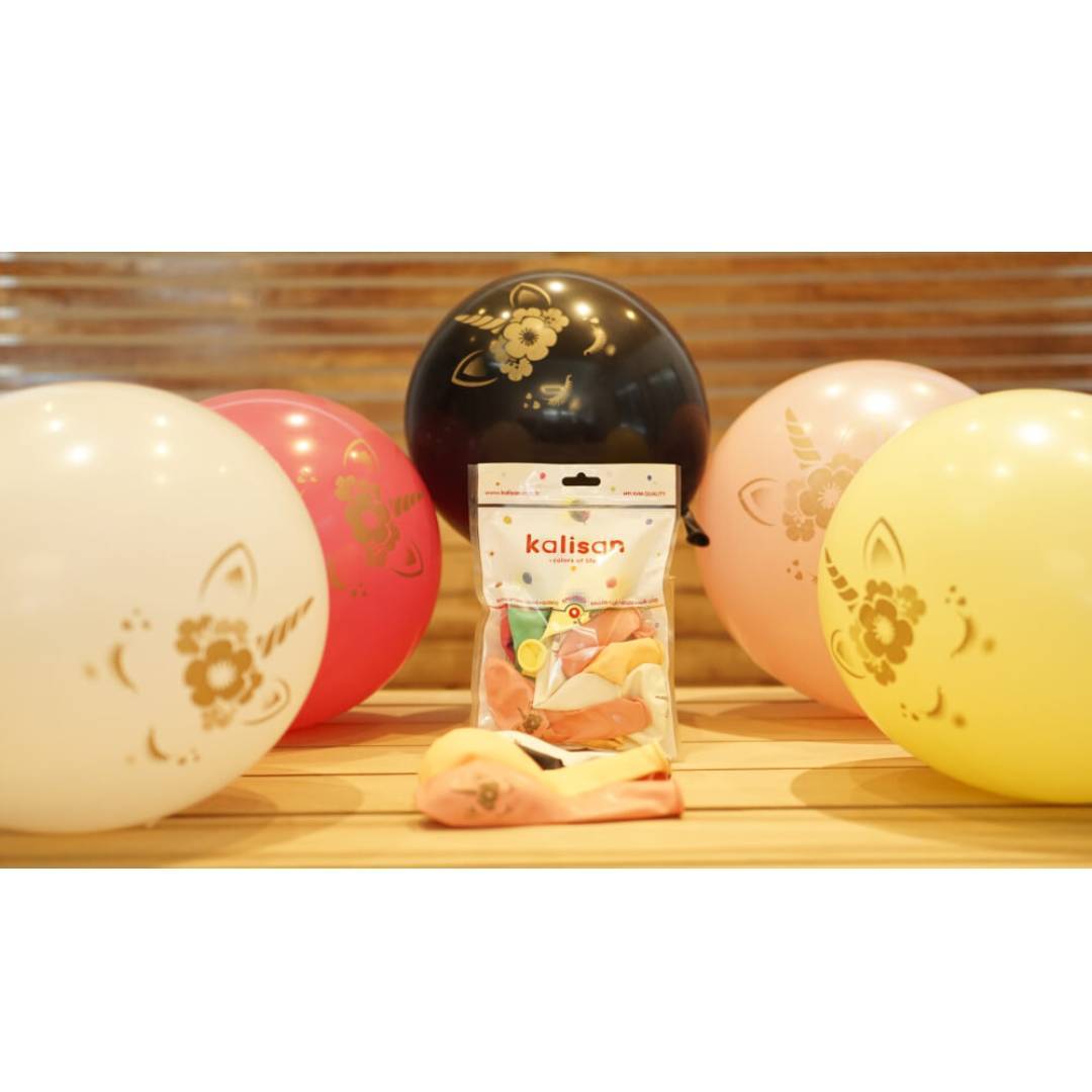 Unicorn Gold Baskılı Balon 10 Adet
