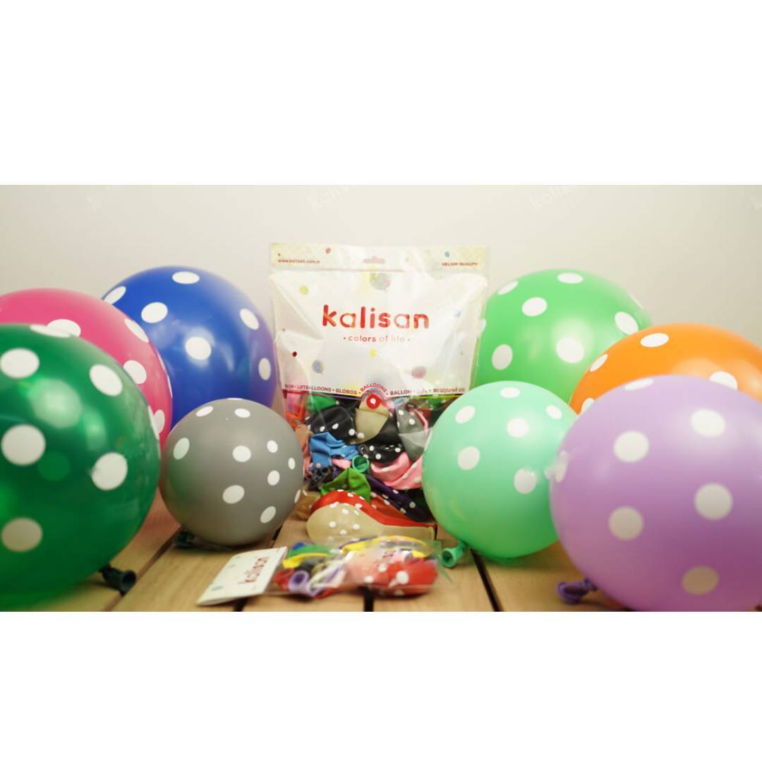 Puantiyeli Balon Renkli 100 Adet