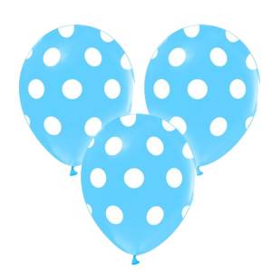 Beyaz Puantiyeli Mavi Balon 10 Adet