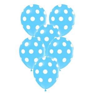 Beyaz Puantiyeli Mavi Balon 100 Adet