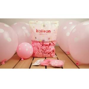 Beyaz Puantiyeli Pembe Balon 10 Adet