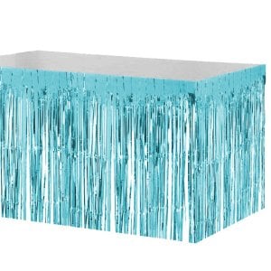 Püsküllü Metalize Masa Eteği Mavi