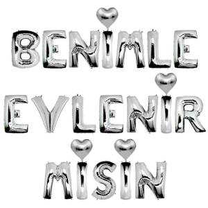 Benimle Evlenirmisin Gümüş Folyo Balon 40 cm