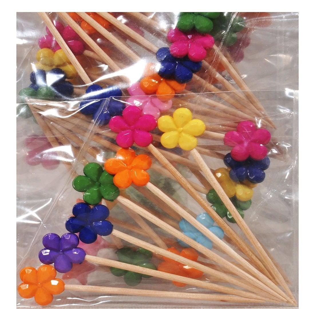 PartiPan Çiçekli Kürdan Renkli 12'li