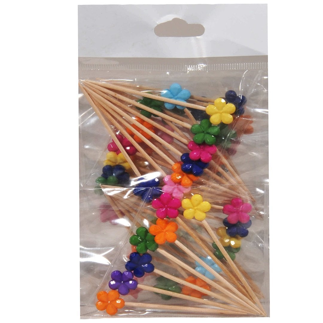 PartiPan Çiçekli Kürdan Renkli 12'li