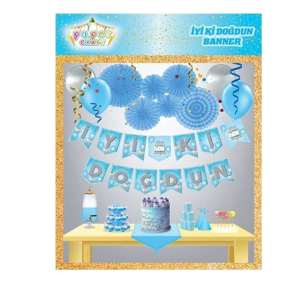 Mavi Gümüş İyi Ki Doğdun Banner