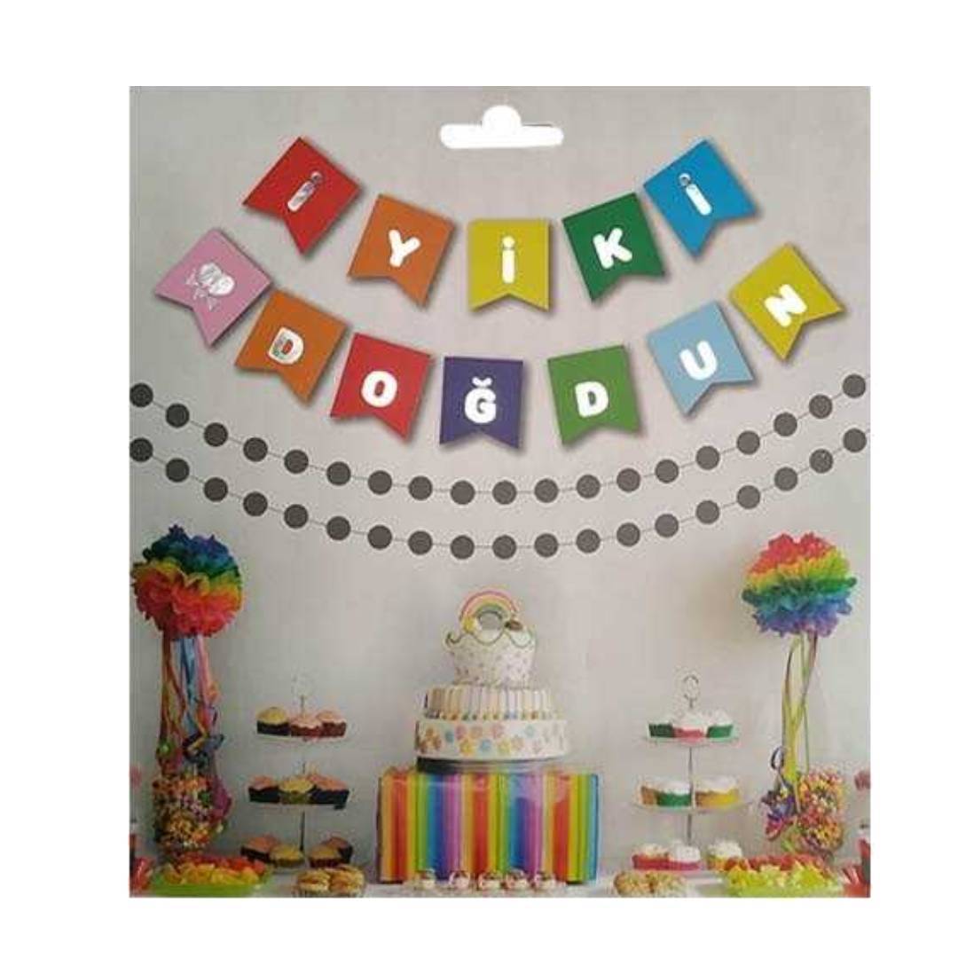 Renkli İyi Ki Doğdun Banner Gümüş