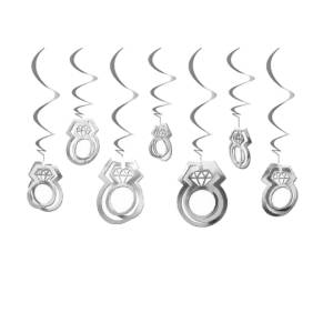 3D Yüzük Asmalı Tavan Süsü Gümüş